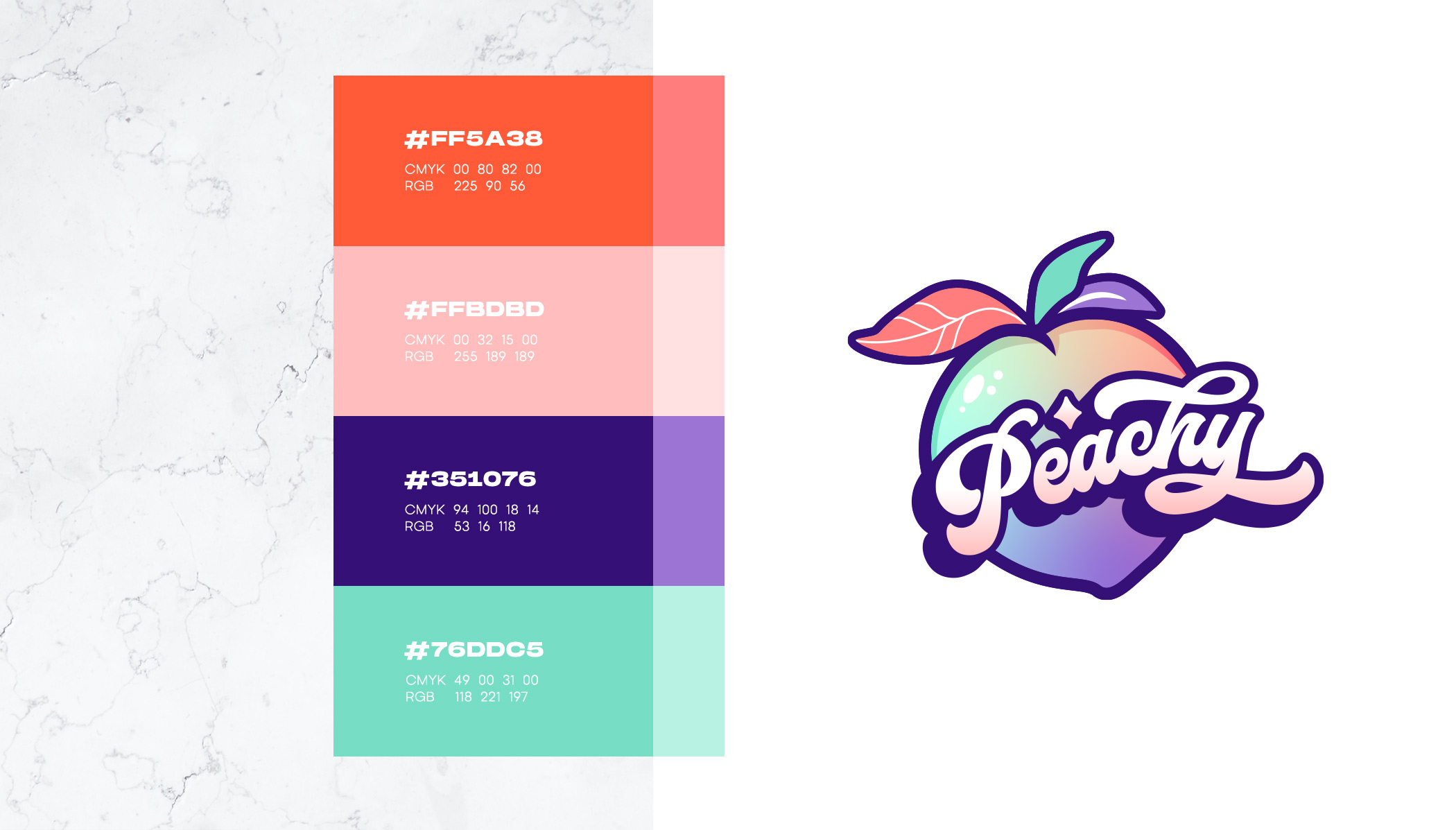 Peachy logo with icon and brand colours
